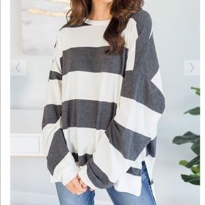 GREY/WHITE STRIPPED TUNIC